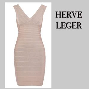 HERVE LEGER “Karima” Nude Bandage Dress altered
